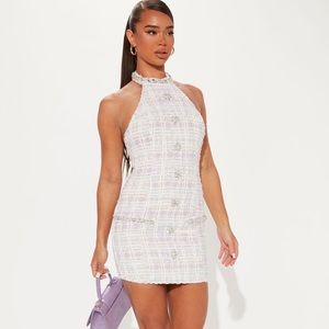 Fashion Nova Tweed Plaid Mini Dress